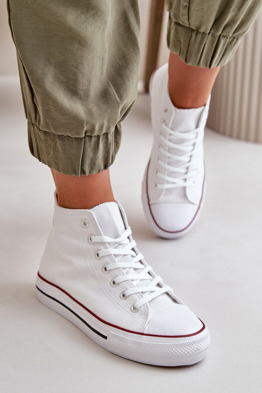 Women's Fabric High-Top Sneakers White Onaria