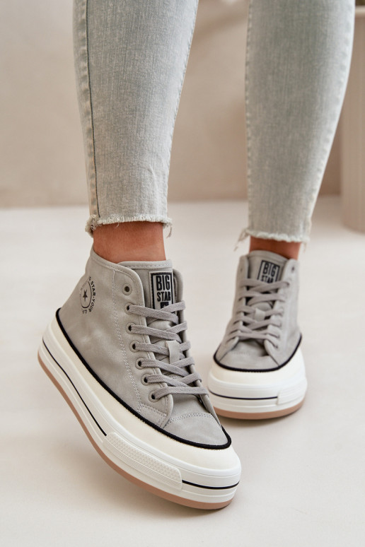 Warm Ladies Platform Sneakers Eco Leather Big Star OO274070 Gray