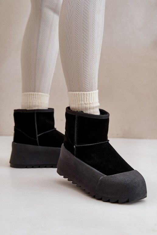 Warm Suede Snow Boots on Platform Big Star OO274A213 Black