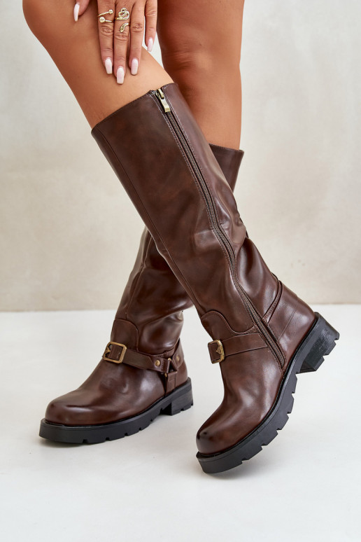 Warm Women s Boots with Zipper Eco Leather Brown Tialethe