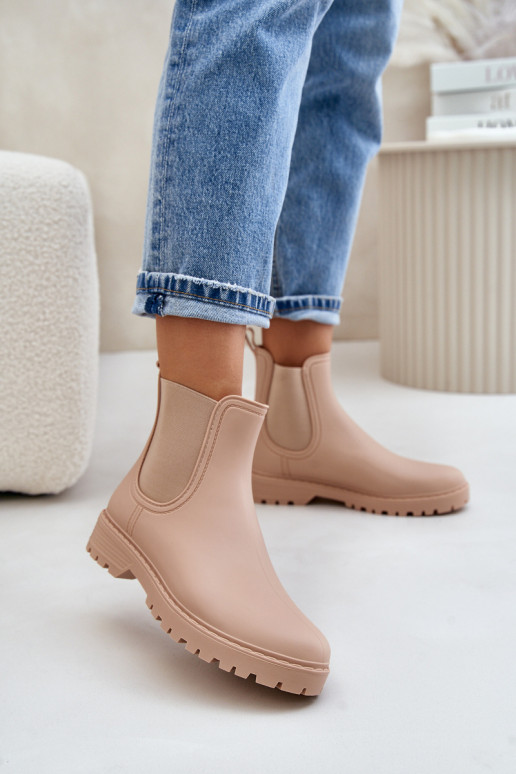 Women's Rubber Boots With Elastic Inserts Beige Ciariel