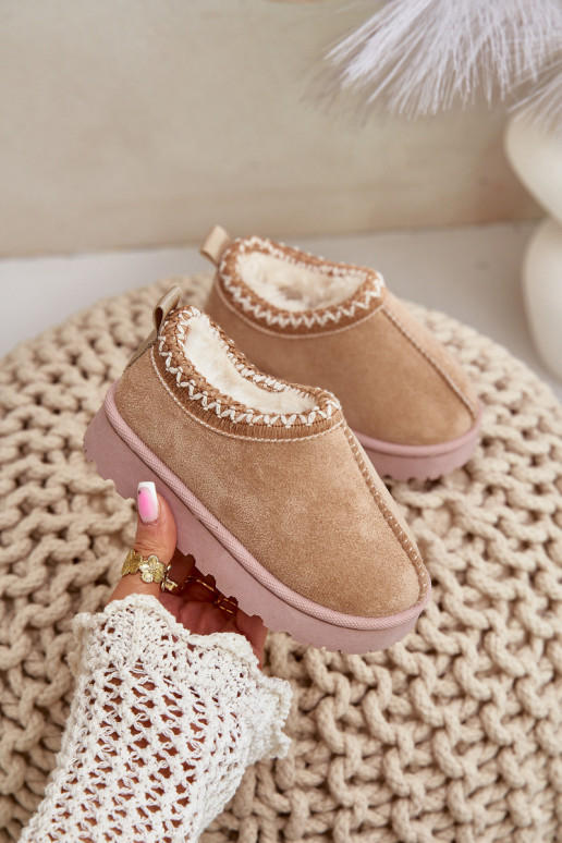 Snow Boots Children's Ankle Boots On Platform Insulated With Fur Beige Vilabria