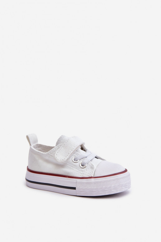 Children's Fabric Velcro Sneakers White Daloma