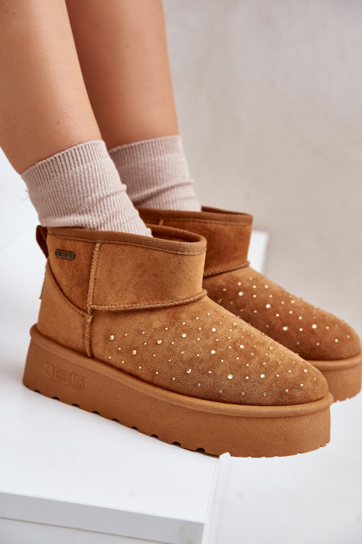 Snow boots with decoration on platform Big Star OO274A104 Camel