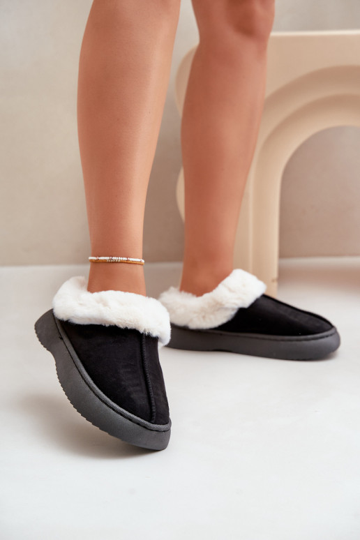 Women's Slippers With Fur Black Zinntia