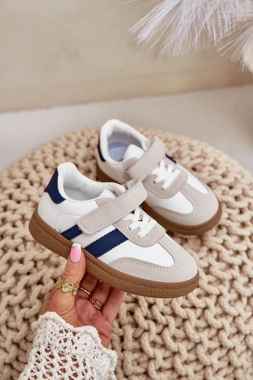 Children's Velcro Sneakers White-Blue Tromella