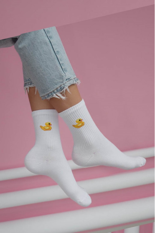 Women's Cotton Socks Ducklings White