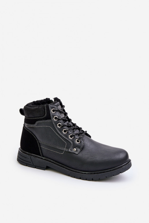 Insulated men's boots made of eco leather black Venredia