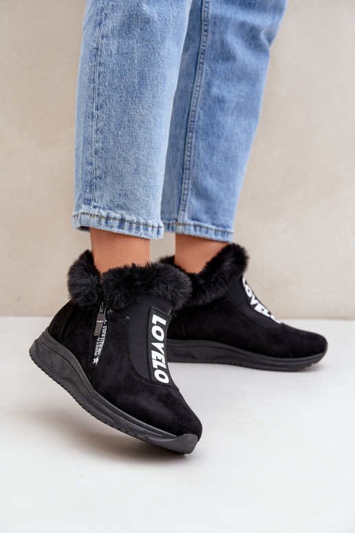 Sneakers Ankle Boots Women With Fur Black Zeriana