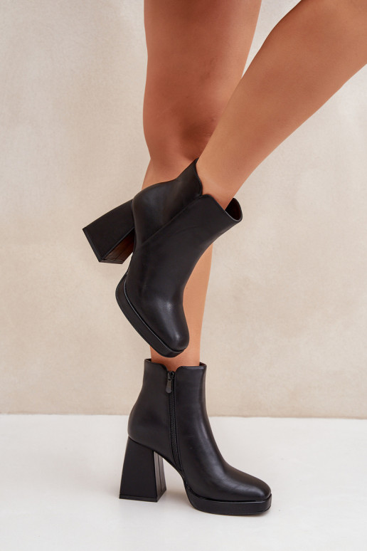 High Heeled Boots Eco Leather Black Selarae