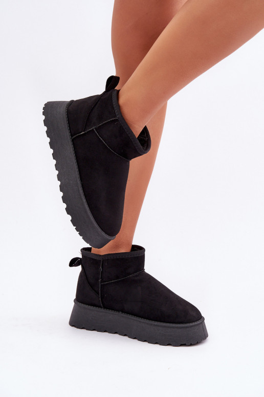 Snow boots on a platform made of eco suede black Vlivana