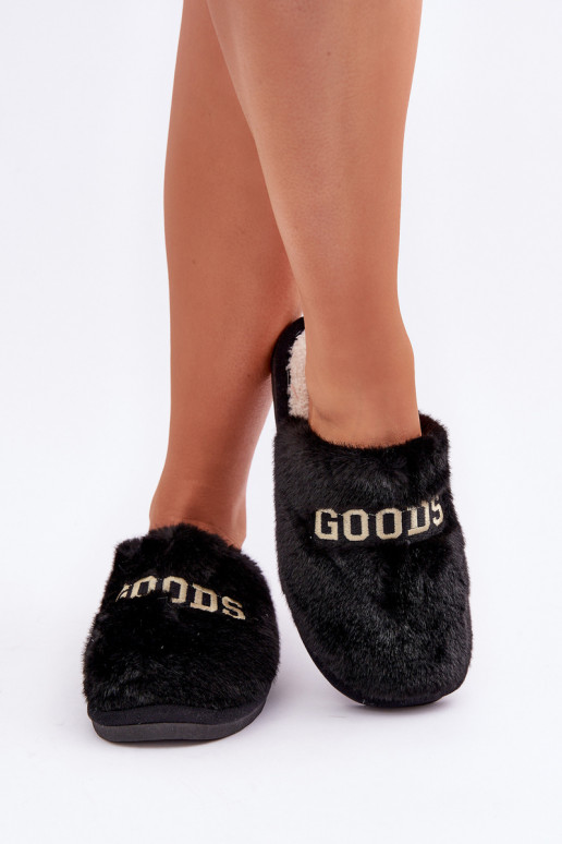 Women's Slippers With Fur And Print Black Kalelia