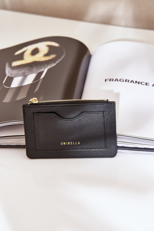 Card Holder Women's Wallet With Keychain Black Therinore