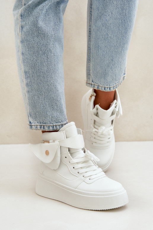 High sneakers with pouch on platform white Saramis