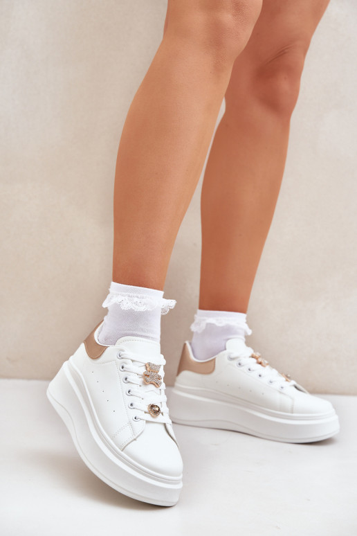 Women's sneakers with rings white Bralinea