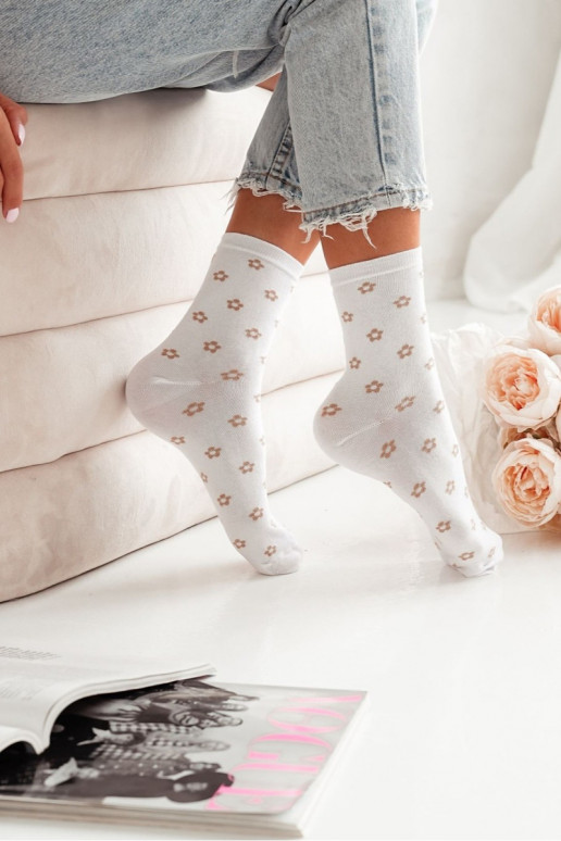 Women's Socks With Small Flowers White