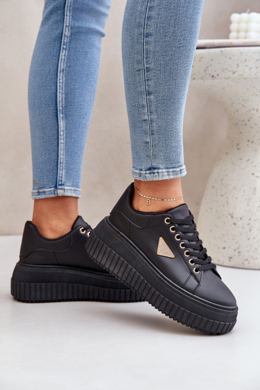 Stylish sneakers on a massive platform black Vallexia