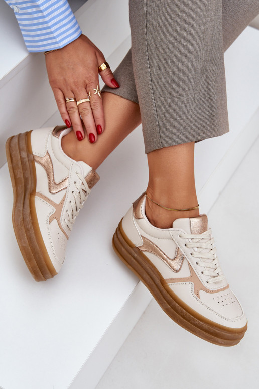 Ladies platform sneakers beige Annines