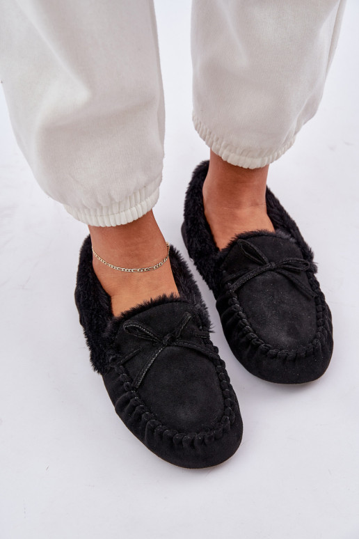 Women Slippers With Fur Black Kleogoria