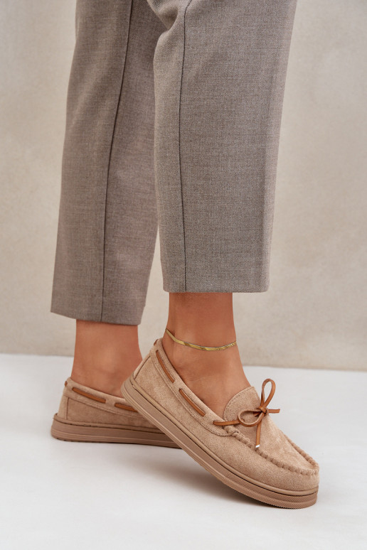 Womens loafers on flat sole beige Timannie