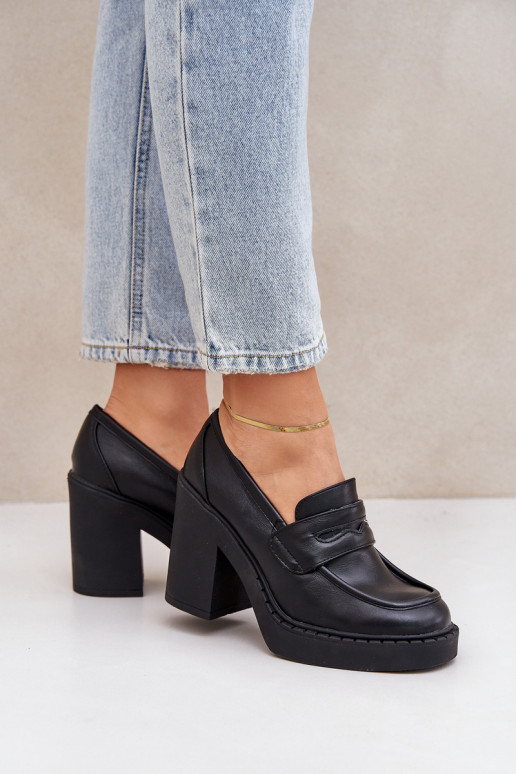 Pumps On Chunky Heel Made Of Eco Leather Black Eminza