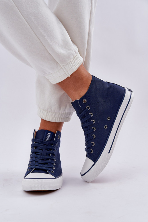 Ladies High Top Sneakers Big Star DD274333 Navy Blue