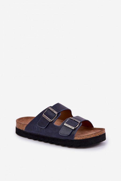 Lightweight Men's Sandals With Buckles Eco Leather Big Star NN174530 Navy Blue