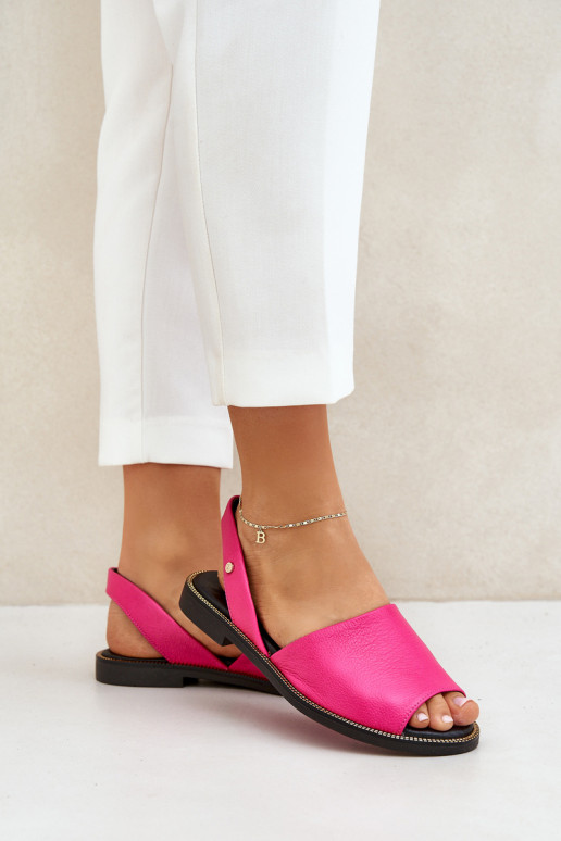 Leather Slip-On Sandals Fuchsia Zazoo 40327