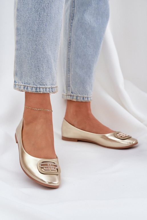 Ballet Flats On Flat Sole With Decoration Gold Ainoria