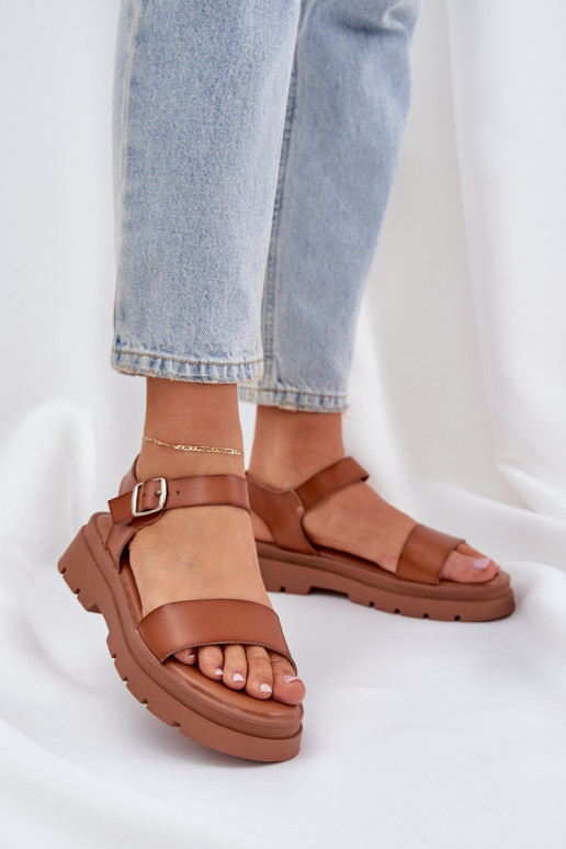 Ladies Platform Sandals Camel Evaretha