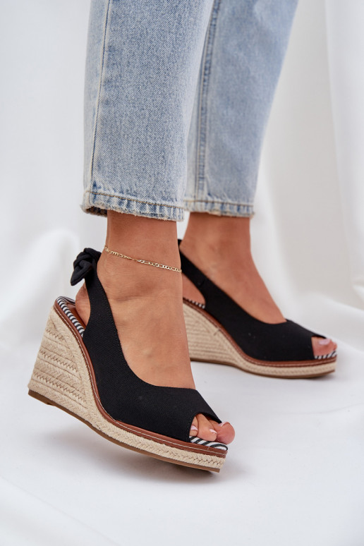 Wedge Sandals With Braiding Black Nanalis