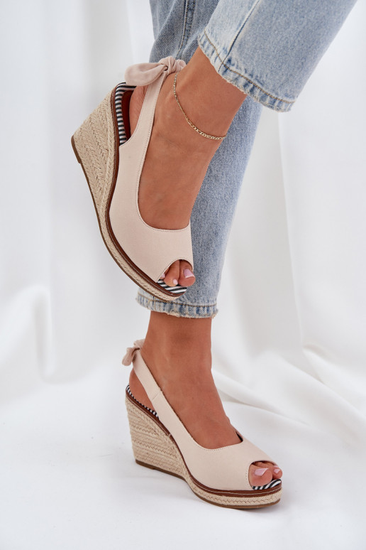 Wedge Sandals With Braiding Beige Nanalis