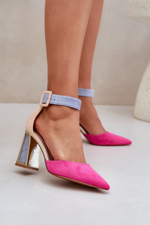 Heeled Sandals With Pointed Toes Fuchsia Gekkaria