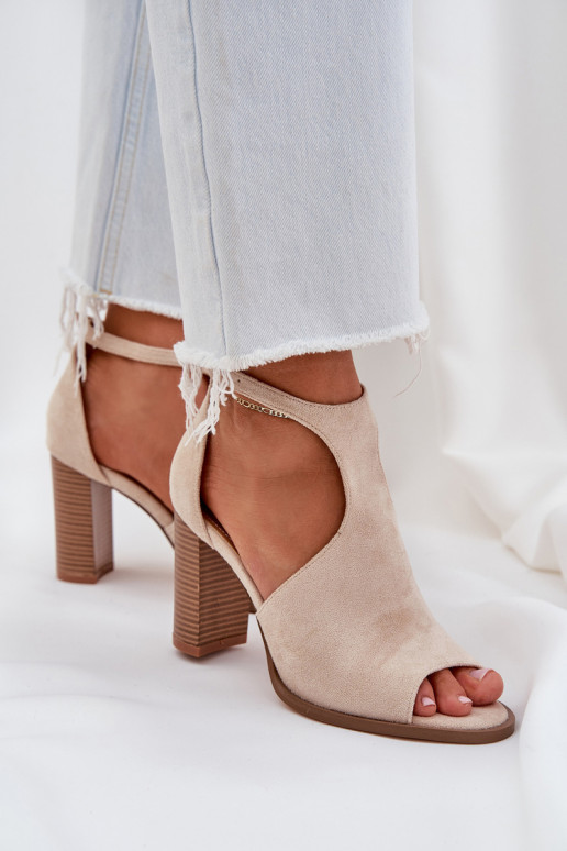 Heeled Sandals Made Of Eco Suede Light Beige Lanadriena