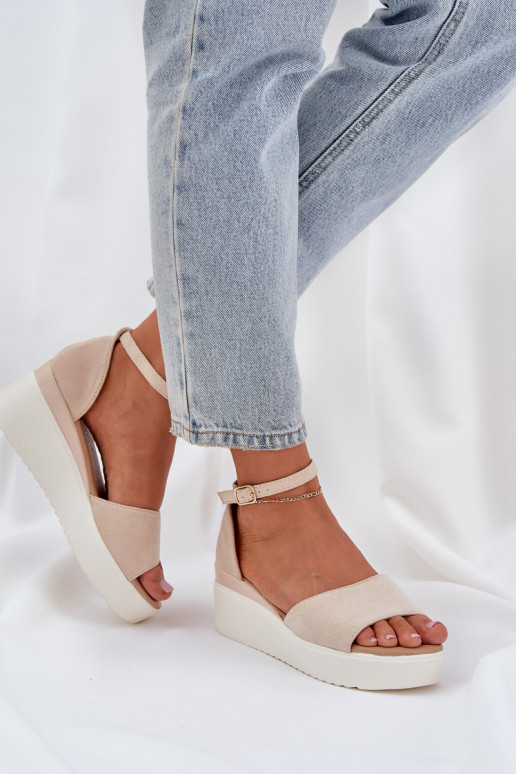 Lightweight Platform Sandals With Delicate Wedge Light Beige Gillifia