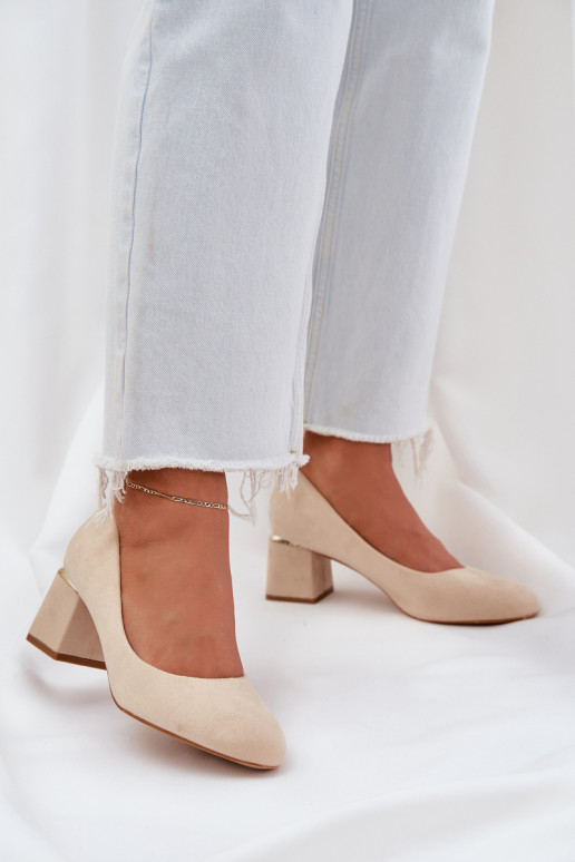 Eco Suede Heels On A Heel Beige Veniffia