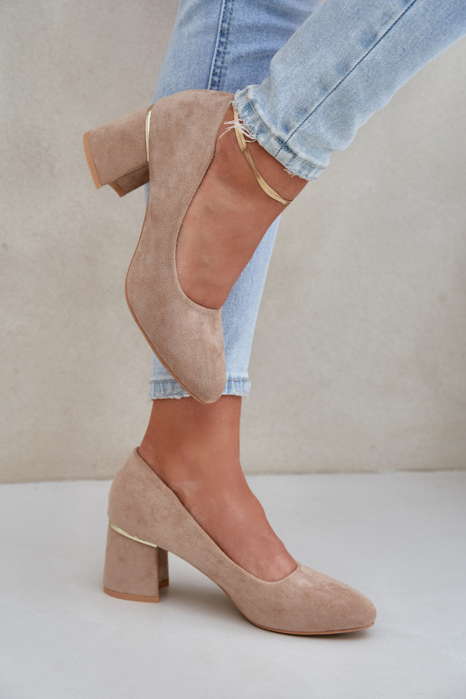 Suede Heels On A Block Dark Beige Zelfitis