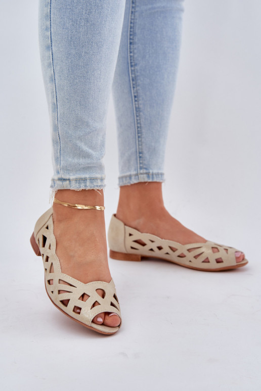 Perforated Ballerinas With Open Toes Gold Calgis