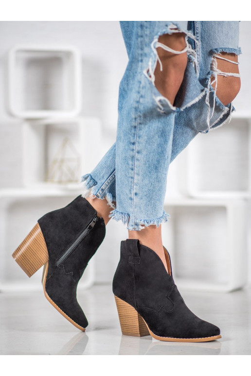 suede Cowboy style boots with heels