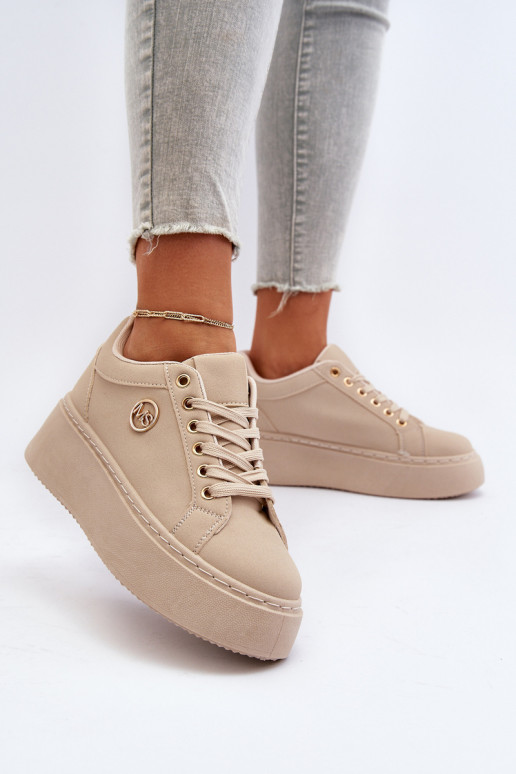 Women's platform sneakers in beige Eshen