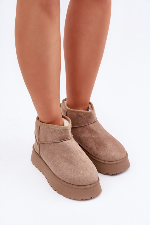 Platform Snow Boots Made Of Eco Suede Dark Beige Vlivana