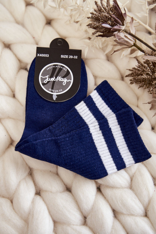 Youth Cotton Sports Socks Navy blue