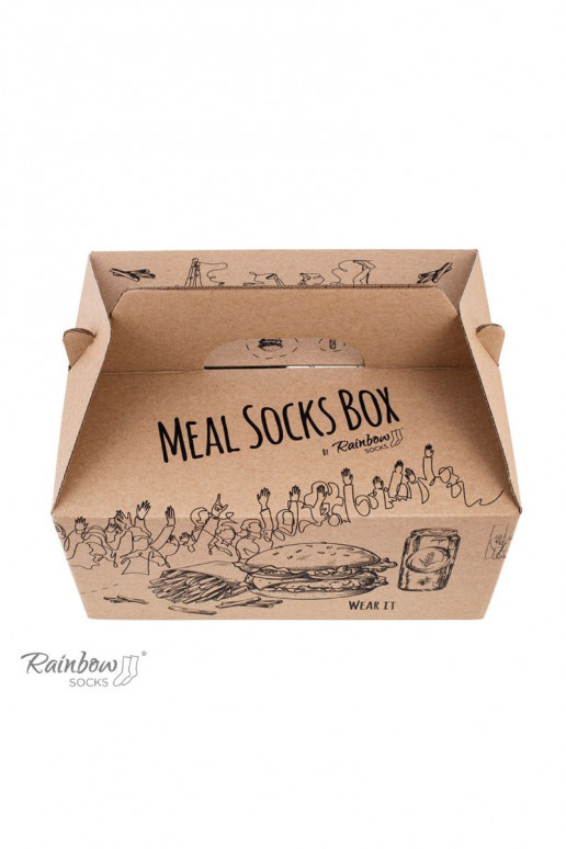 Rainbow Socks Meal Socks Box Burger Fries Beer 5 Pairs