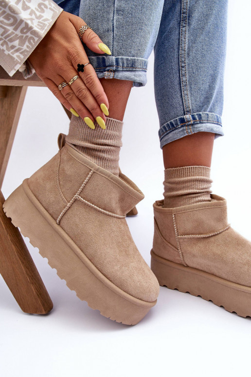 Suede Snow Boots On Platform Beige Corcoran