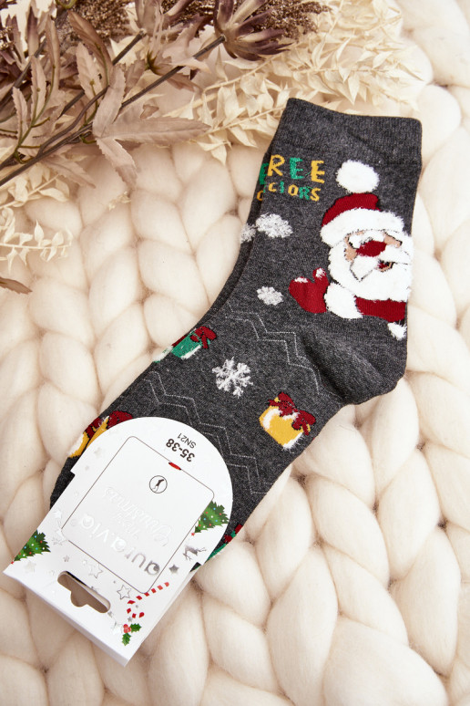 Women's Socks with Santa Claus Grey