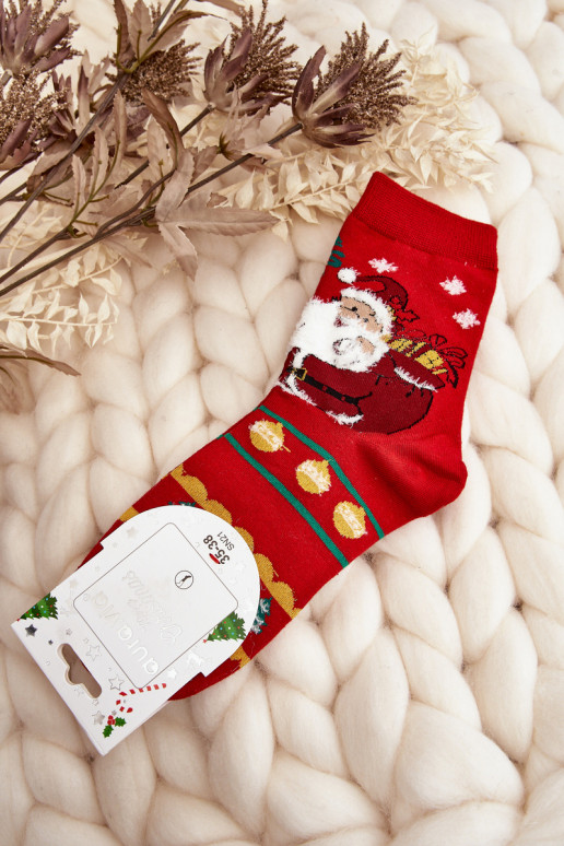 Women's Socks with Santa Claus Red