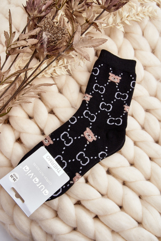 Warm Cotton Socks with Black Bears