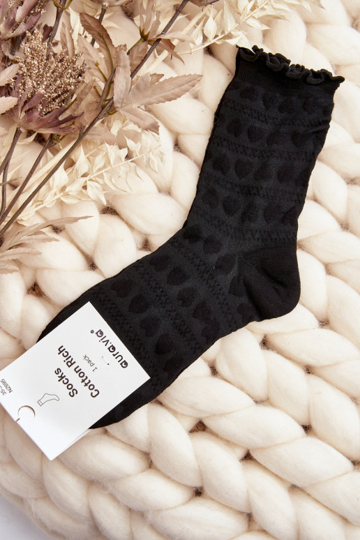 Women's Black Patterned Socks