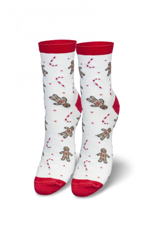 Women's Christmas Cookie People Socks White