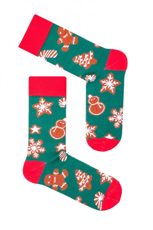 Men's Christmas Socks Gingerbread Dark Green